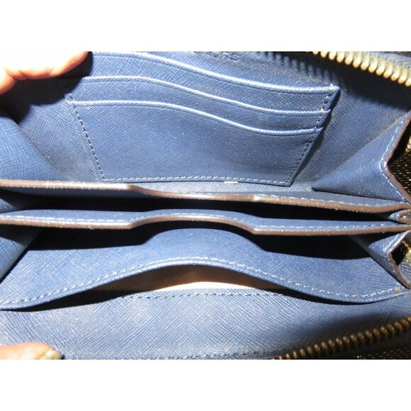 Michael Kors Blue Saffiano Leather Zip around wallet wristlet - Picture 3 of 12